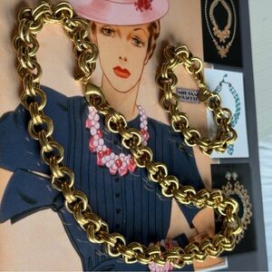 BROOK & YORK | Chunky Double Links Gold Chain Bracelet 6” & Necklace 18” Set